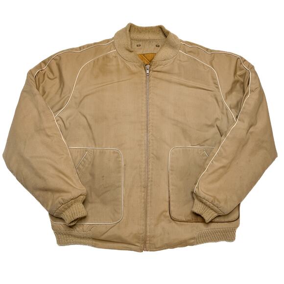 Vintage 70s The Original Varsity by Catalina Bomber Jacket Tan Men's 44 Retro - Picture 1 of 11